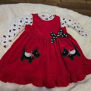 CHRISTMAS! 18M Scottie Dog Dress & Long-Sleeve Undershirt NWT